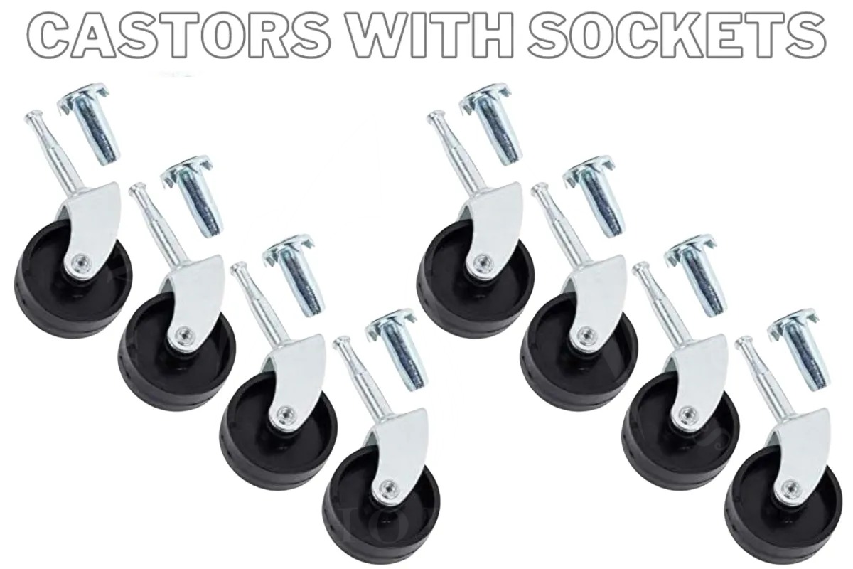 4PC Furniture Castors Wheels (With Inserts) For Divan Bed Sofa Settee Chair 40mm.